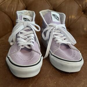 Vans Lavender Suede High-Top Sneakers with White Trim